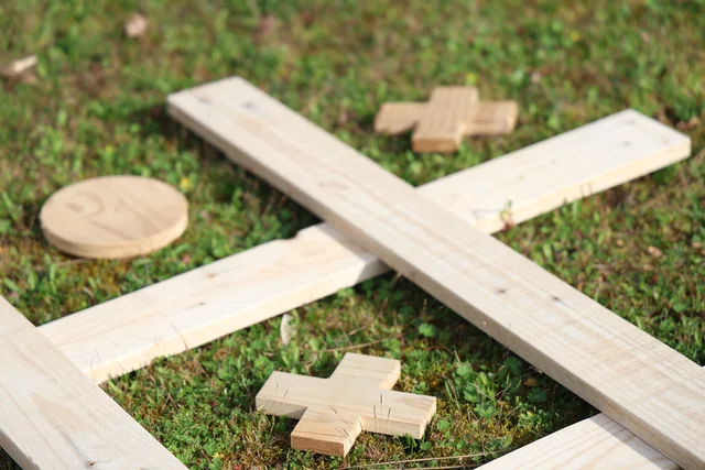 Morpion géant, pièces en bois